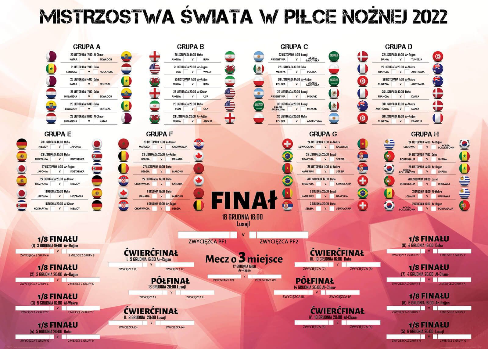 Mistrzostwa Świata 2022 Terminarz Rozgrywek plakat